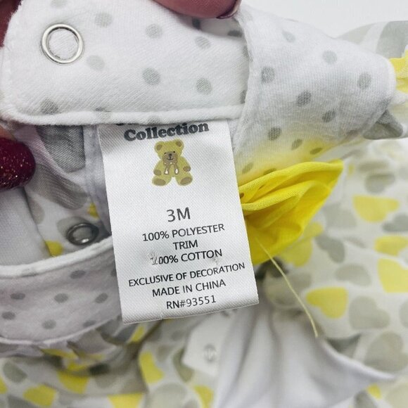 Cuddle Bear Collection Baby Girls 3M Heart Print Chiffon Romper One Piece 2181 - Picture 5 of 5